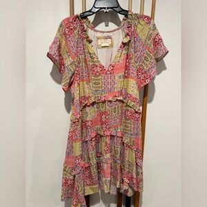 Anthropologie Multicolor Patchwork Midi Dress Medium Petite